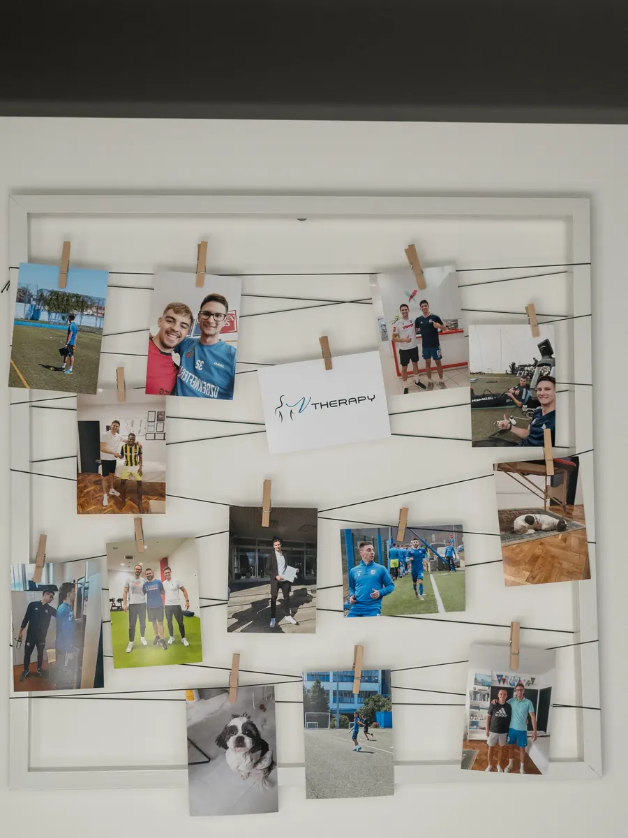 Zid s fotografijama sportaša s kojima je Vedran radio